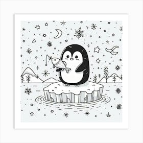 Line Art penguin 1 Art Print