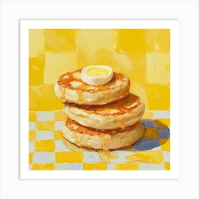 Muffin Stack Yellow Checkerboard 1 Art Print