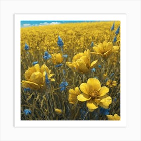 Field Of Yellow Flowers 46 Art Print