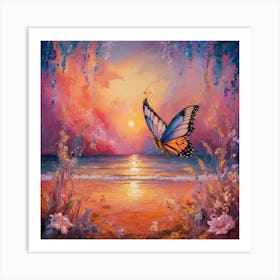 Butterfly At Sunset 6 Art Print