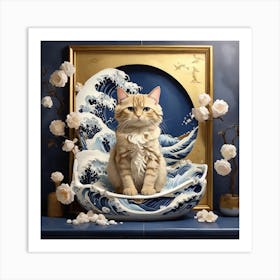 Cat In A Bowl Art Print