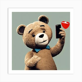 Teddy Bear Selfie Art Print