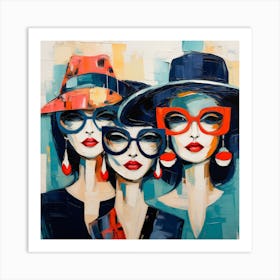 Three Women In Glasses 1 Art Print