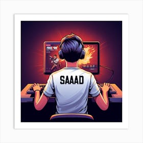 Teenager playing game Art Print