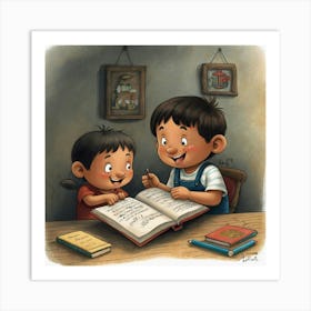 dibuja el cuento de los 2chanchitos Art Print