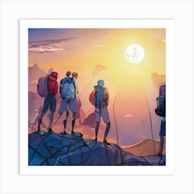 Group Of Hikers Art Print