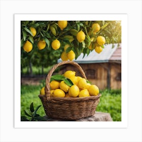 Lemons In A Basket 6 Art Print