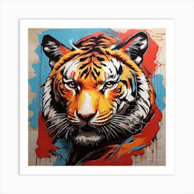 Pop Art graffiti Tiger Art Print