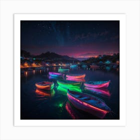 Boats At Night 2 Art Print