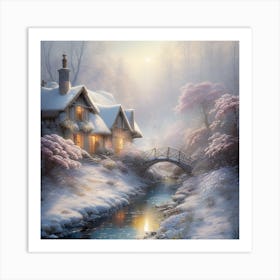 Vintage Winters Day Landscape Art Print