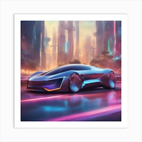 A Vibrant And Dynamic Design Featuring A Futuristic Electric Car, With Sleek Design, Long Range Capa (1) Art Print