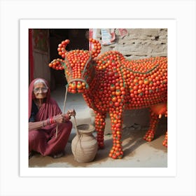 Cow Made Of Tomatoes Art Print