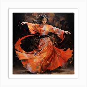 Artjuicebycsaba Japanese Traditional Gheisha Dancer Elaboarate Art Print