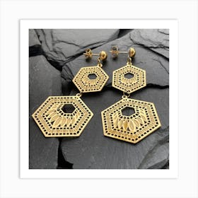 Hexagonal Earrings Art Print