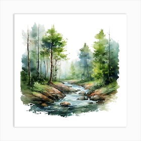 Watercolor Of A Forest 1 Art Print