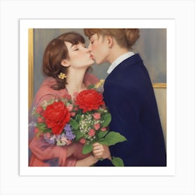 Kissing Couple Art Print