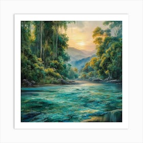 Sunset In The Jungle Art Print