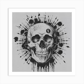 Skull With Splatters Art Print