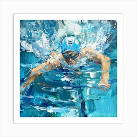 A Swimmer In A Pool Oil Painting Illustration 1718672375 4 Art Print