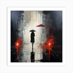 Woman In The Rain 1 Art Print