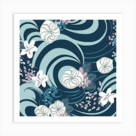 Flowers Pattern Floral Ocean Abstract Digital Art Art Print