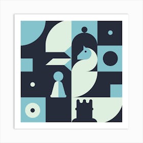 Chess Pieces And Geometric Shapes 4 Square Art Print