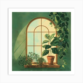 Window Sill With Plants Art Print