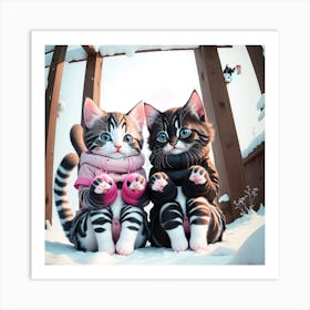 Pretty Kitty 2/4  (cat baby mittens fur baby winter cold fluffy pussy cute loveable adorable feline funny whiskers pets caturday)   Art Print