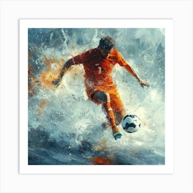 Soccer Player Kicking The Ball Art Art Print