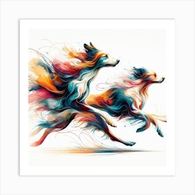 Two Dogs Running Art Print