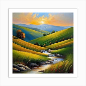 River In The Valley Art Print