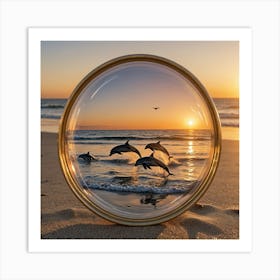 Dolphins Through the Looking Glass - perspective Art Print