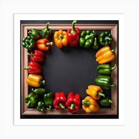 Colorful Peppers In A Frame 10 Art Print