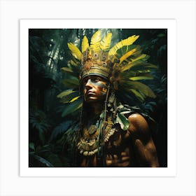 A Lone Aztec Making His Way Through The Jungle Art Print