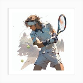 Tennis Player In Action Art Print
