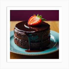 Chocolate Cake With Strawberries Art Print