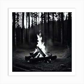 Campfire In The Woods 12 Art Print