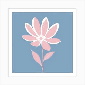 A White And Pink Flower In Minimalist Style Square Composition 12 Art Print