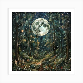 Full Moon In The Forest 1 Art Print