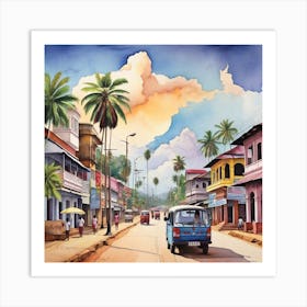 Street Scene In Sri Lanka Art Print