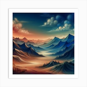 Abstract Mountain Landscape Art Print