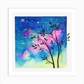 Watercolor Shadow Of Night Grass Art Print