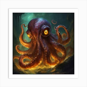 Concept Art Of A Scary Monster Fantasy Octopus (1) Art Print