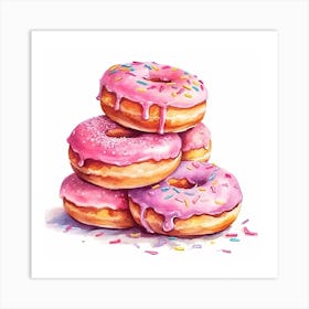 Stack Of Strawberry Donuts 2 Art Print