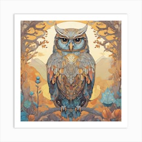 Owl In The Forest Art Print