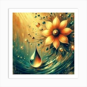 Water Drop Flower Art Print