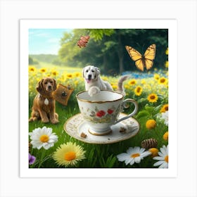 Teacups And Butterflies Art Print