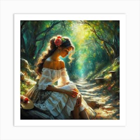 Girl In The Woods7 Art Print