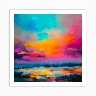 Colorful Nature Painting Square Art Print