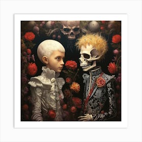 'Skull And Roses' Art Print